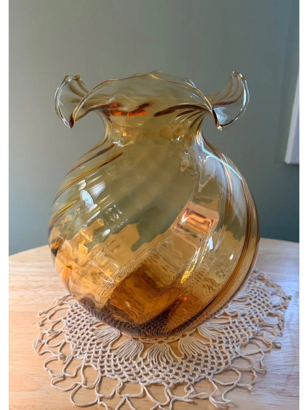 Alessandro Coppola Hand-Blown Amber Glass Vase
